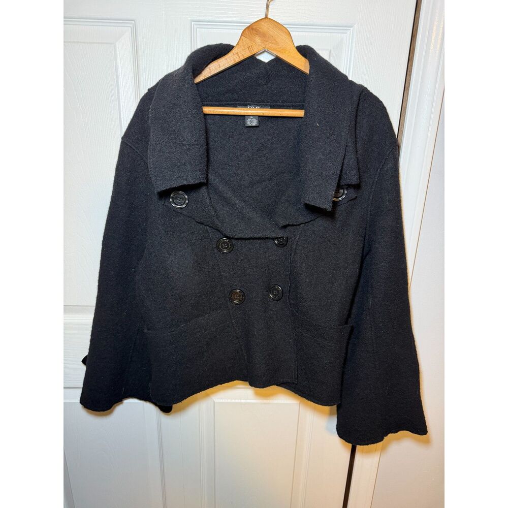 DM New York Black Double Breasted Sweater Jacket Women's XL